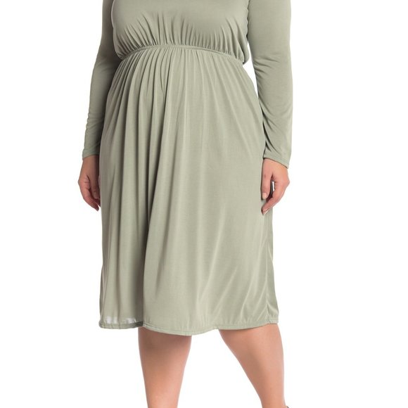 ABOUND OLIVE BURNT SZ 3X V-NECK LONG SLEEVE DRESS - Picture 3 of 8